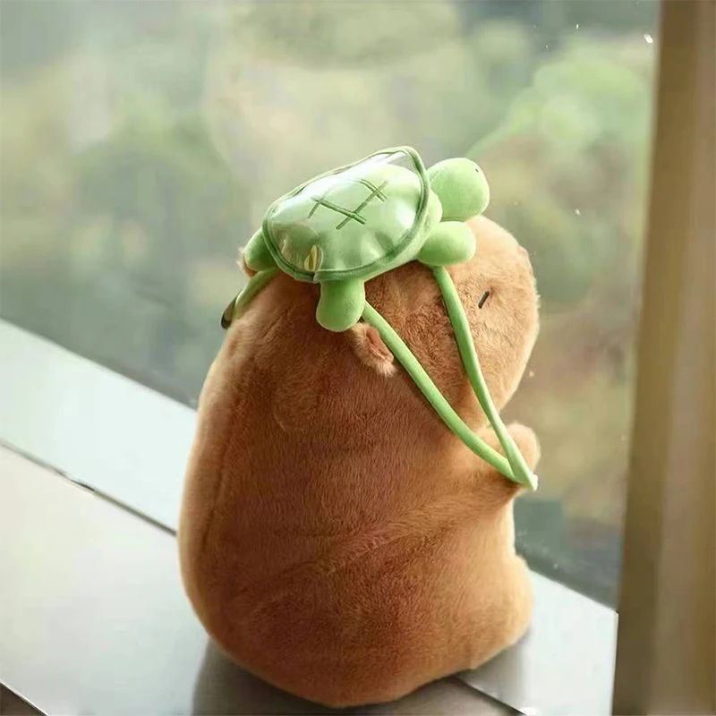 Cute Capybara Plush Toy Stuffed Animals Capybara with Turtle Backpack Soft Doll Kids Toys Birthday Christmas Gift