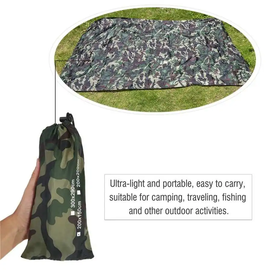 Outdoor Camping Tent Sun Shelter Simple Tent Camping Mat Ground Mat Camouflage Tent Outdoor Sun Shade Awning