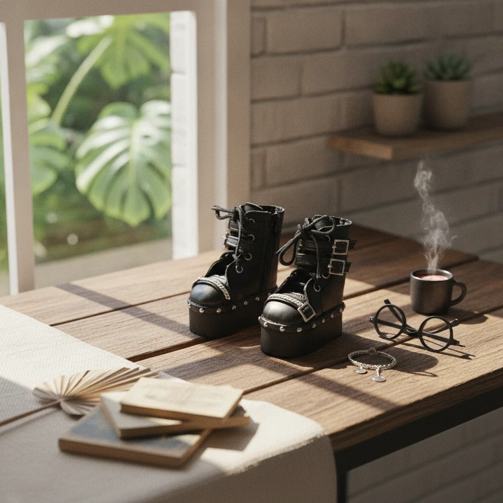 BJD Boots Metal Stud Trim BJD Shoes Lace-up Doll Shoes PU Material
