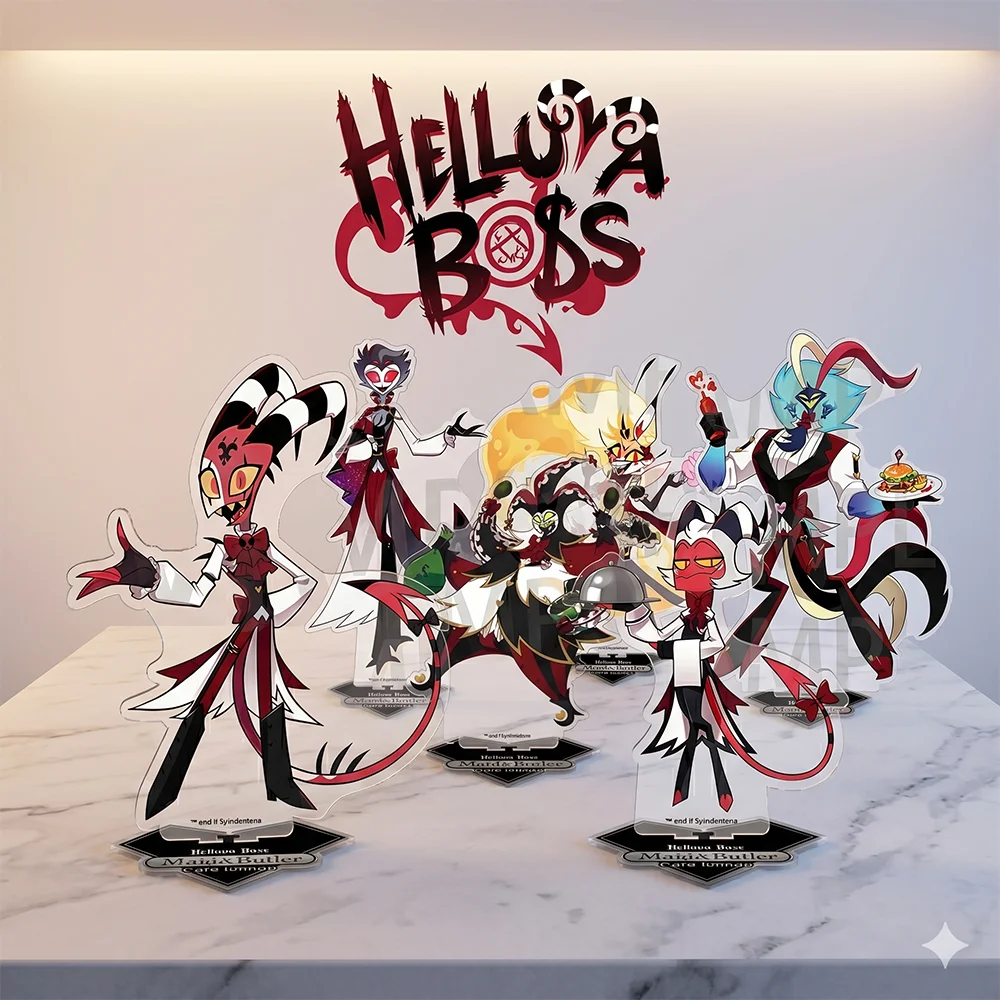 2026 NEW Helluva Boss Cafe Collaboration 15CM Acrylic Stand Keychain Anime Stand Blitzo Loona Moxxie Millie Desk Decor