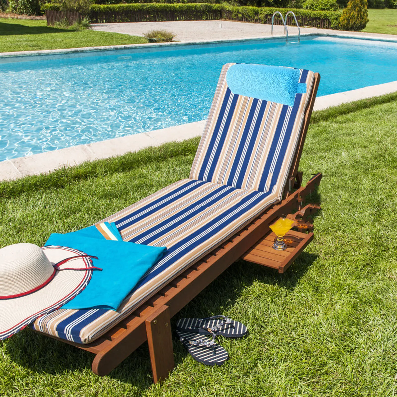 

Blue Neck Adjustable Headrest Lounge Chair Pillow Recliner Beach Headrest Outdoor Hammock Cushion Lightweight