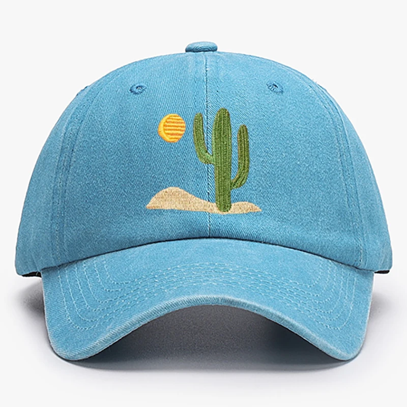 Cactus Embroidered Cap Summer Cotton Trucker Hat Desert Baseball Cap Vintage Dad Hat  Adjustable