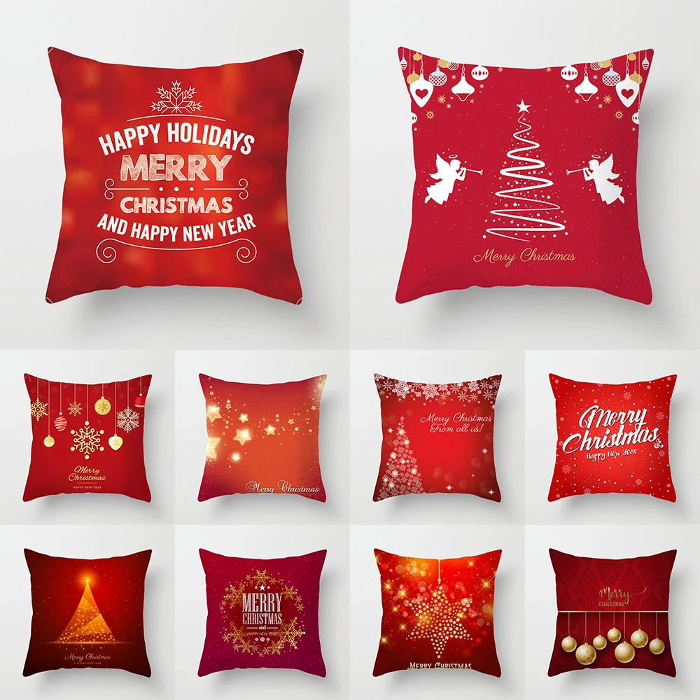 

Home Decor Merry Christmas Pillowcase Polyester Cover Santa Elk 45x45cm funda de almohada