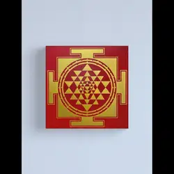 SHRI YANTRA RED Canvas Print  Sacred Geometry Wall Art Spiritual Poster for Meditation Home Decor Vibrant Red x Inches