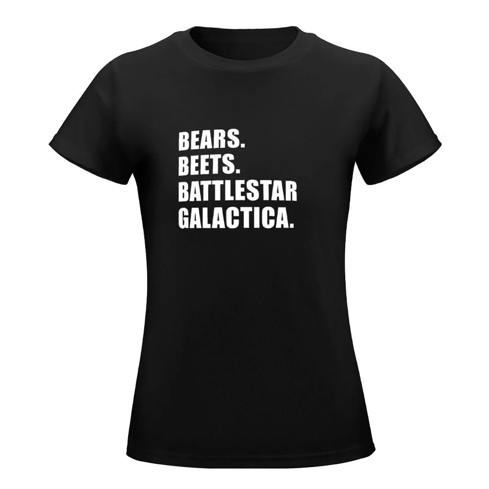 Bears. Beets. Battlestar Galactica. (Black) T-Shirt oversized female Women's cotton t-shirt