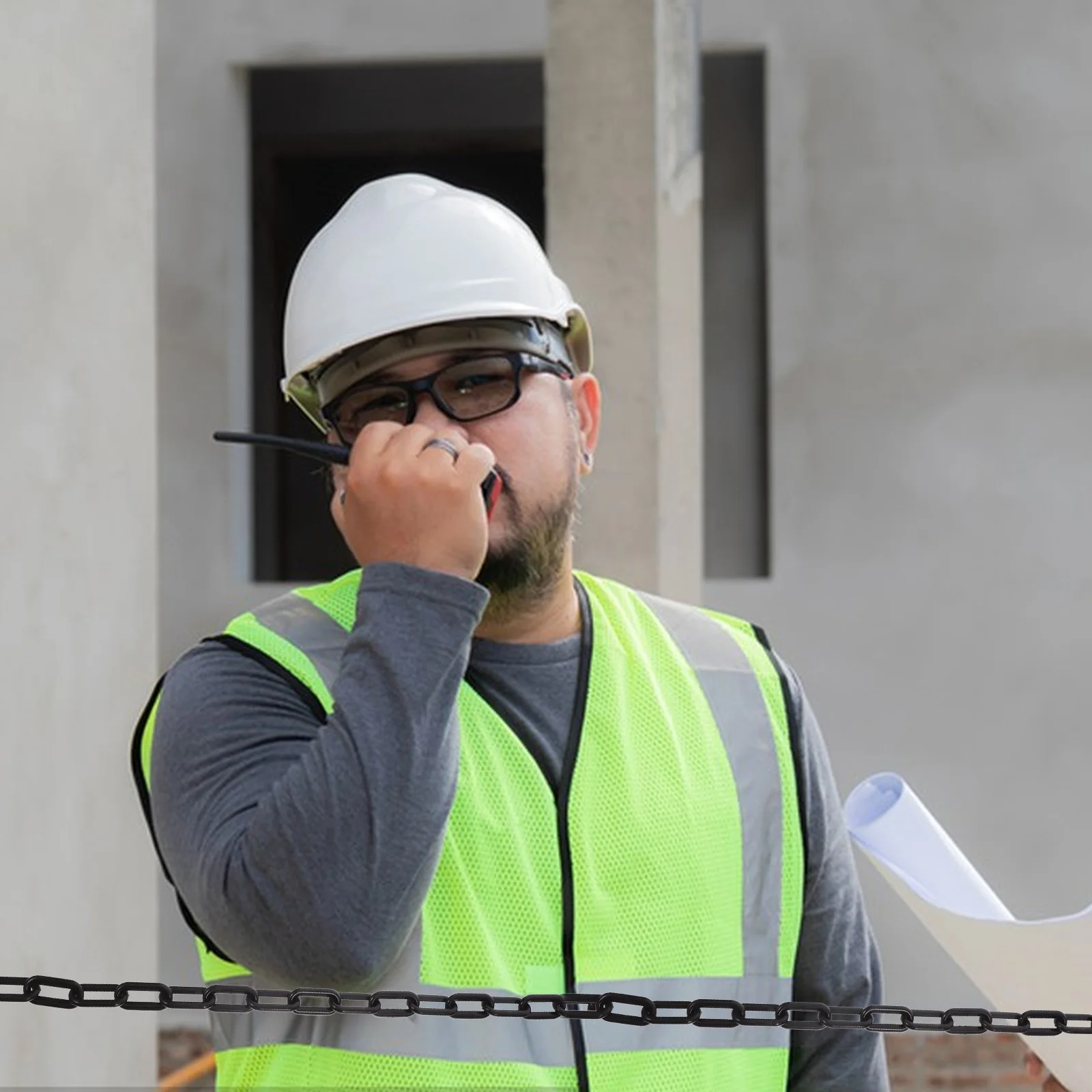 Plastic Safety Chain High Strength Links Black Chains Warning Isolation Barrier Construction Use