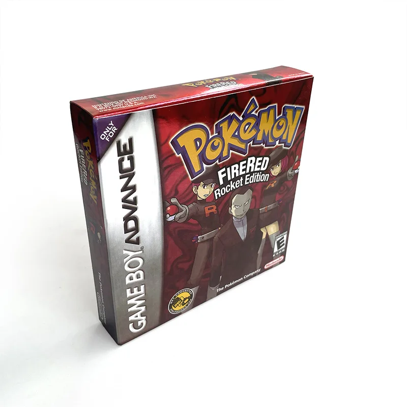 RTC Flash cart USA version English pokemon firered rocket edition Metallic Holographic Box Inner Tray Game Cartridge for GBA