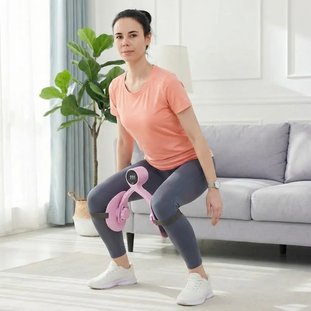 Strength Adjustable Pelvic Floor Trainer Multifunctional Non-Slip Thigh Master Exerciser with Counter 360 Degree Rotation