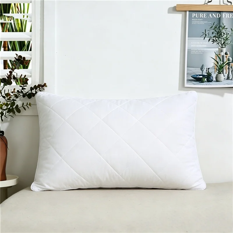 1pc White Low Pillow 100% Cotton Quilted A Side Face Neck Support Sleeping Home Hotel Dorm Pillow Core 48x74cm Drop Shipping