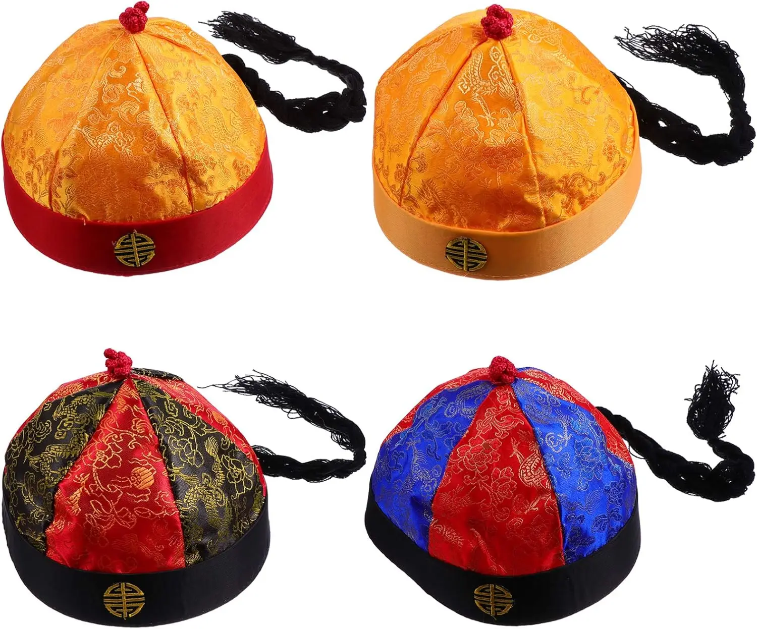 

4 шт. винтажных тканевых шляп в древнекитайском стиле с косами для косплея и костюмов