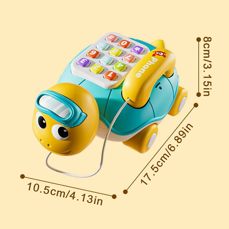 ของเล่นเต่าดนตรีคลานได้ ของเล่นโทรศัพท์เด็กแบบอินเทอร์แอคทีฟ พร้อมเสียงเพลงและไฟ ของเล่นเสริมพัฒนาการสำหรับเด็กเล็ก