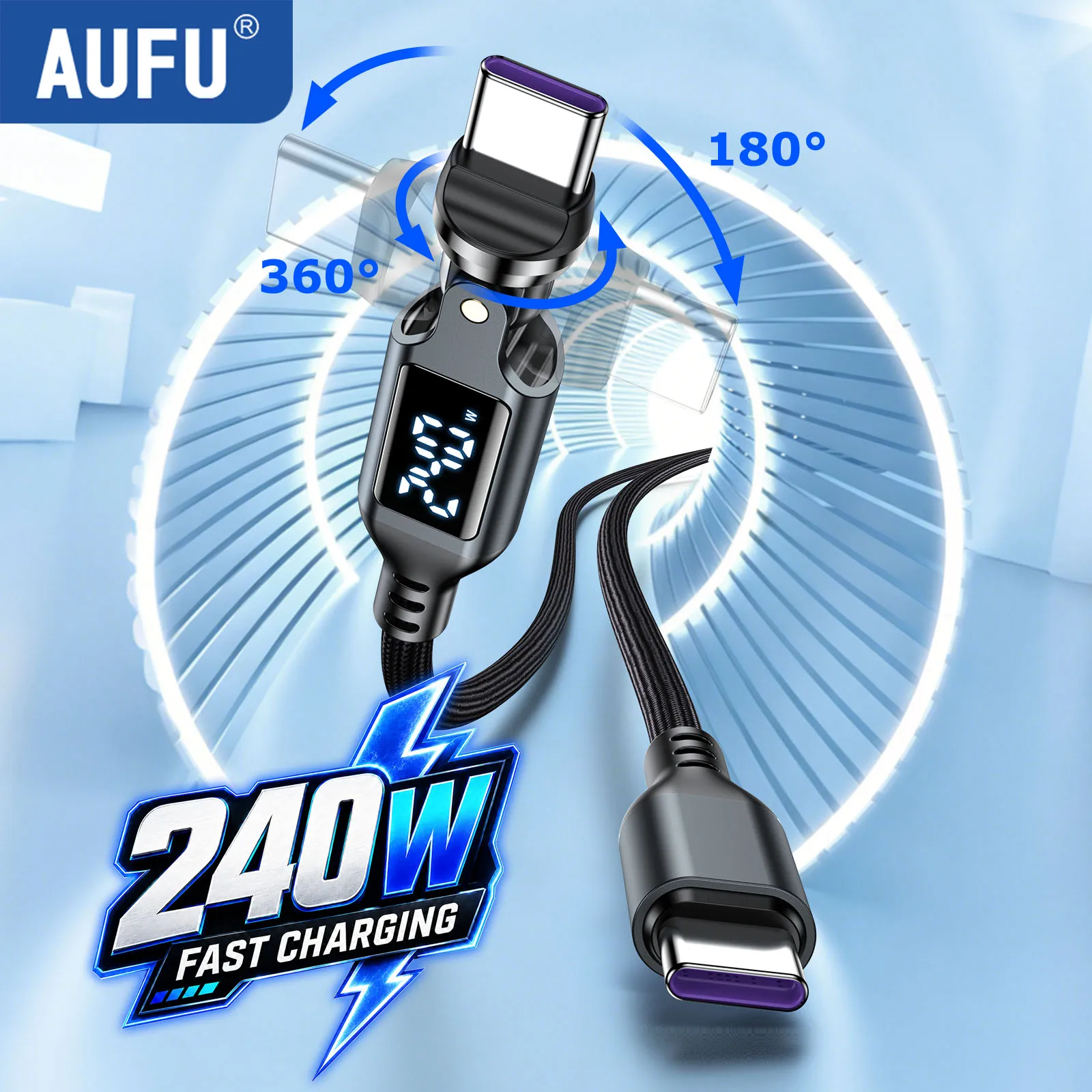 cabo-usb-c-aufu-540-240w-com-tela-digital-e-carregamento-rapido-pd31-para-laptop-macbook-iphone-17-samsung-s25-xiaomi
