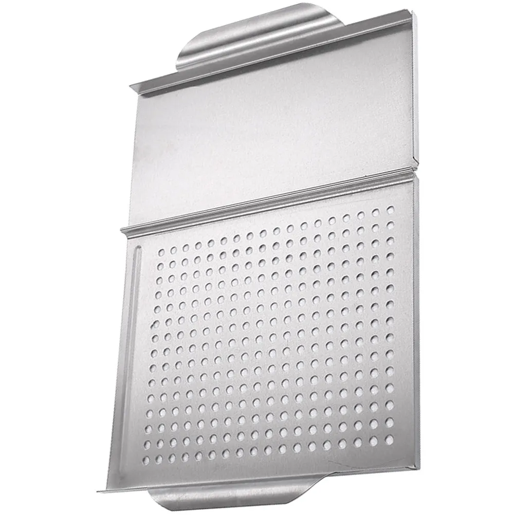 

Stainless Steel Grill Plate Square Non-Stick Barbecue Tray Bbq Accessory Hollow Vegetable Grill Pan Outdoor Home Use