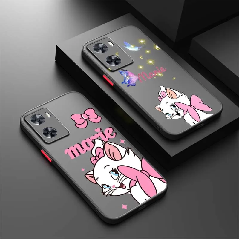

Disney Marie Cat Phone Case For OPPO Find X3 X5 Lite Pro A98 A94 A93 A78 A79 A76 A58 A57 5G Frosted Translucent