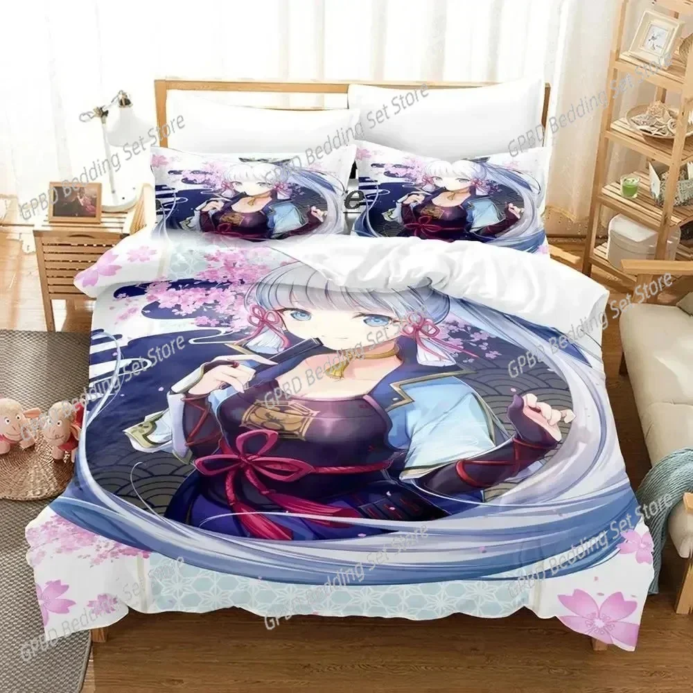 

3D Print Game Genshin Impact Kamisato Ayaka Bedding Set Single Twin Double Queen King Cal King Size Bed Linen Set