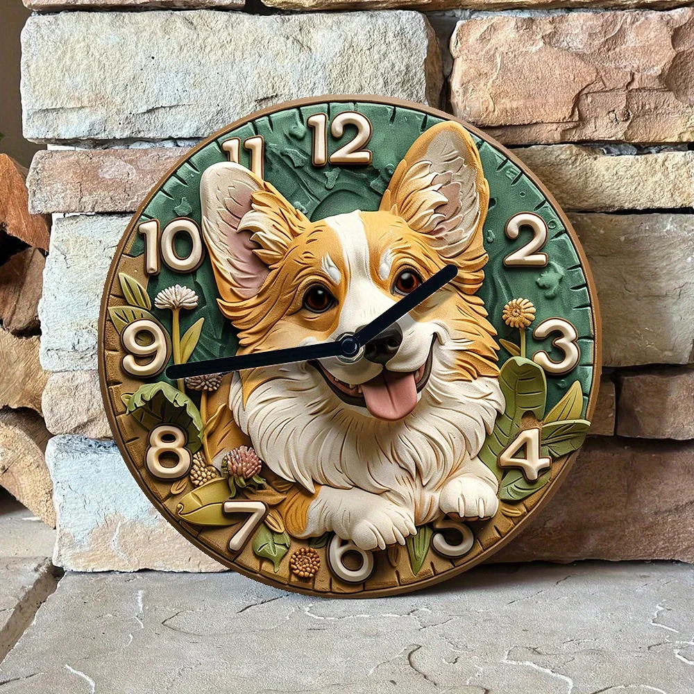 Pembroke Welsh Corgi Aluminum Wall Clock - Diy, Spring-Themed Bedroom Decor, Perfect Gift For Men And Kids