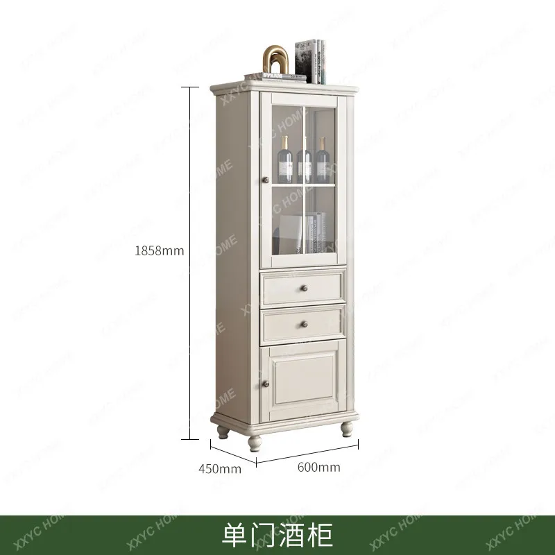 

Living room furniture cream wind white all solid wood single door wine cabinet