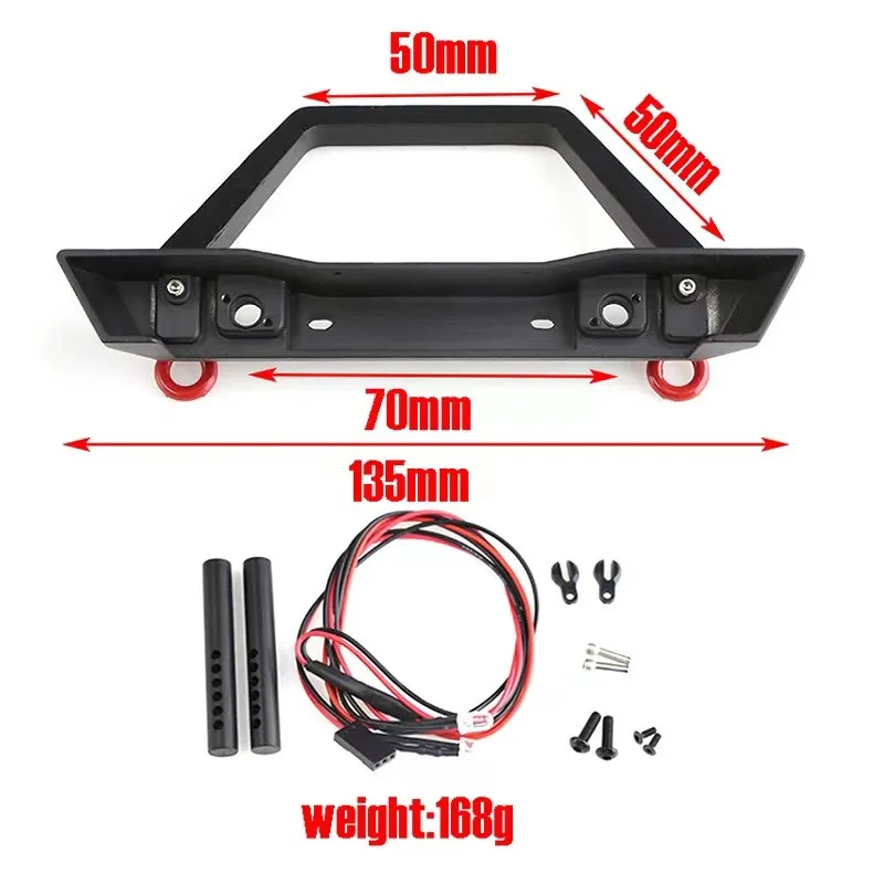 Metalowy Przedni Zderzak z Lampami Ulepszone Części Akcesoria do 1/10 Rc Crawler Axial Scx10 Ii 90046/47 Traxxas Trx-4 Trx4