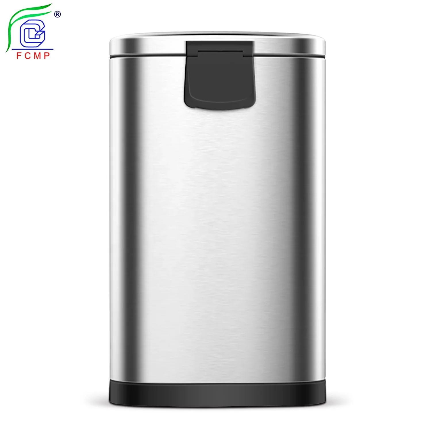 Semi-Round Trash Can 12L Dustbin with Inner Bucket Step-On Stainless Steel Lid Garbage Can Foot Pedal Bin