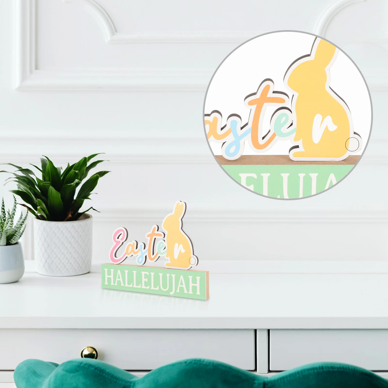 

Wooden Easter Bunny Egg Table Sign Spring Tabletop Centerpiece Easter Home Decor Decoration Wood Ornament Small Figurines