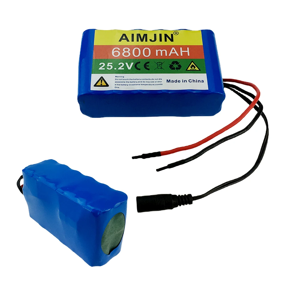 25.2V 6800mAh large capacity 18650 lithium battery 6S2P built-in BMS power battery pack With charger