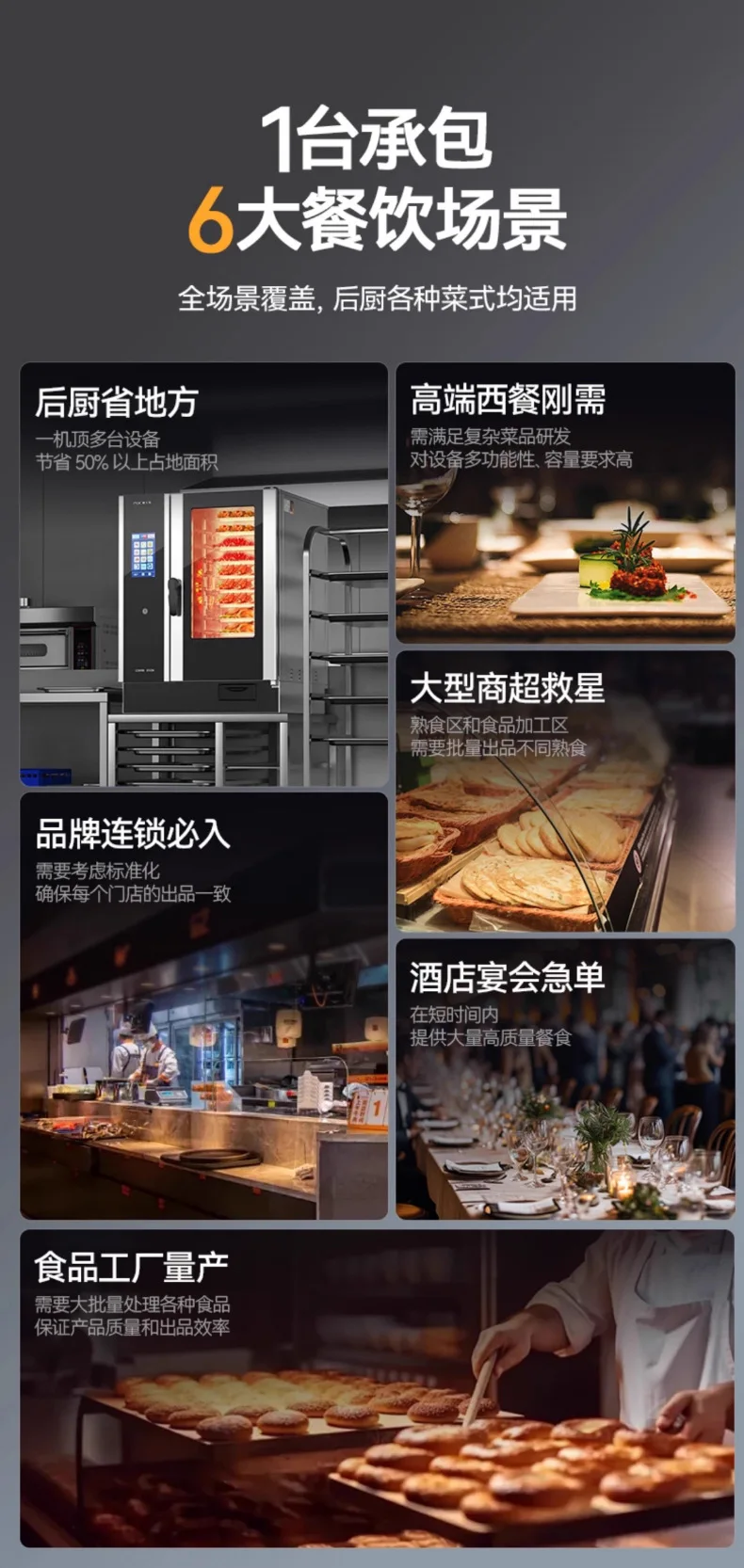 Commercial vertical smart touch screen ten-layer large-capacity self-cleaning multi-function universal steam oven all-in-one