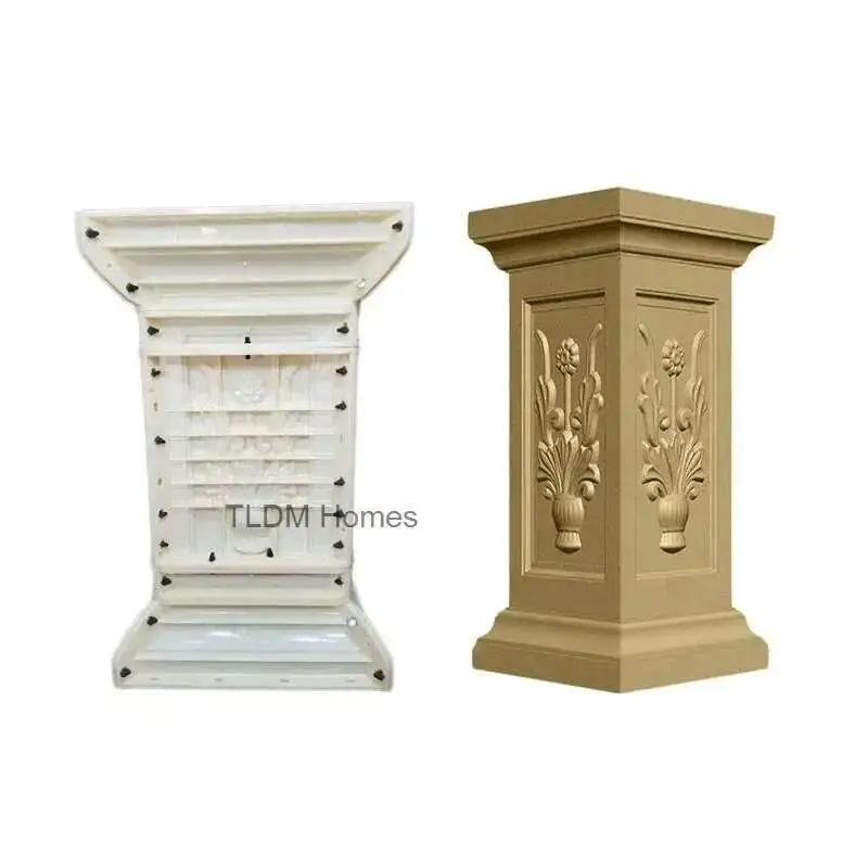 

European Durable ABS Plastic Steel Roman Pier Column Square Base Mold Home Gardening Outdoors Flower Pot Base Cement Mold r
