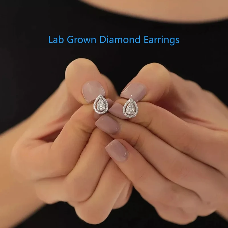 Kolczyki sztyfty damskie HPHT DEF VS-VVS 14K z litego białego złota o średnicy 0,45 CTW Round Cut Lab Grown Diamond