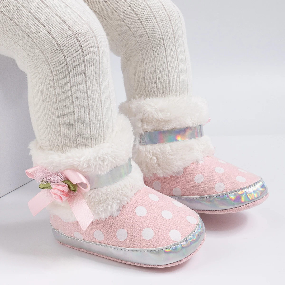 

Kids Round Head Winter Butterfly Plus Velvet Warm Toddler Shoes Baby Girls Popular Casual Comfortable Cute Bow Flower Snow Boots