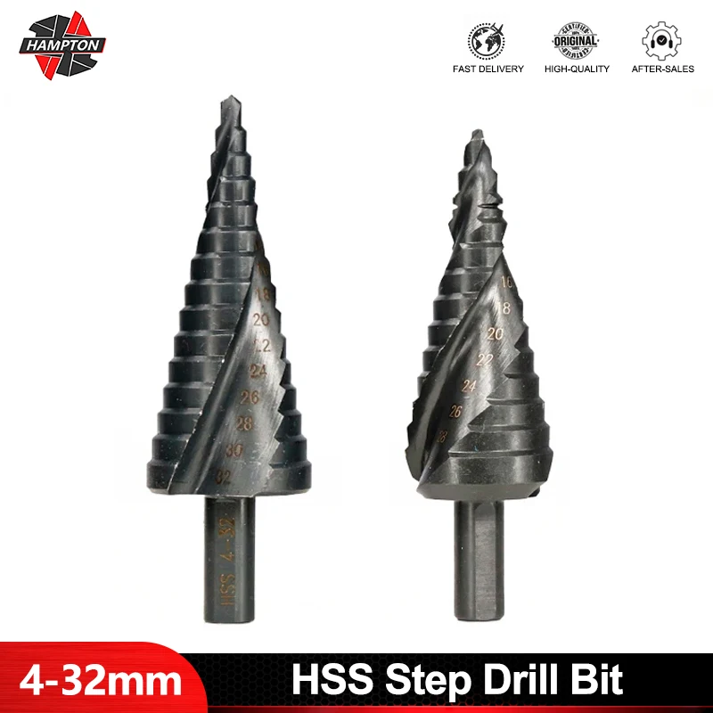 

HSS 4-12/20/32mm The Pagoda Shape Hole Cutter 6-30mm Spiral Cobalt Coated Step Cone Drill Bit For Wood Power Tools