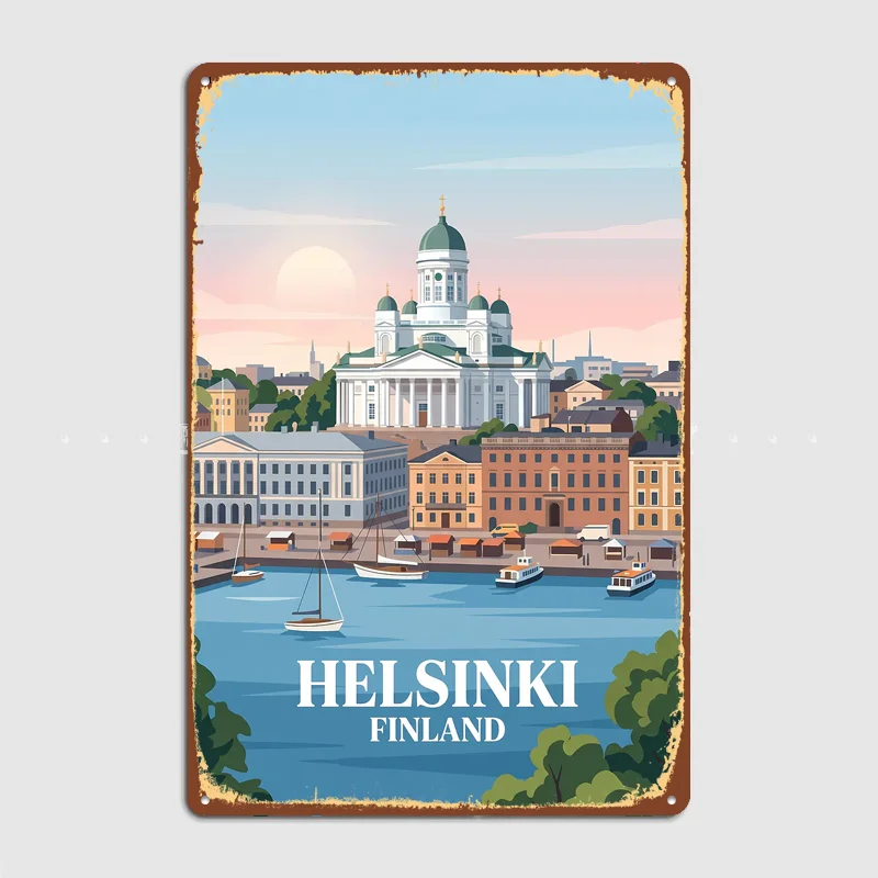 Helsinki Finland Travel Poster Metal Custom Sign Living Room Wall Indoor Decor Room Decoration Bedroom Posters Home Decor