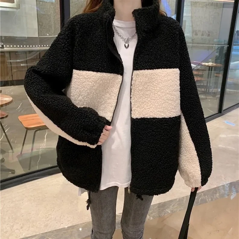 

Women's Coat Femal Casual Jacket Office Lady Lamb Outerwear Thicken Cardigan 2023 Winter Female Warm Clothing Plus Size