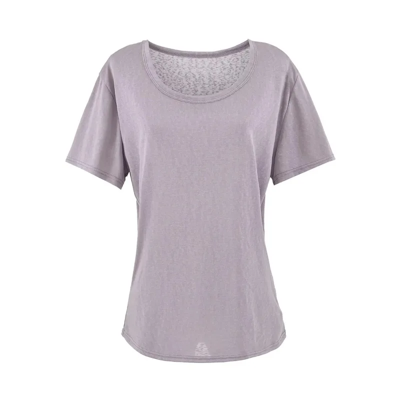 A loose-fitting, slimming yoga toptWomen's running and fitness sports top with a thin layer of Tencel fabric, featuring a slight