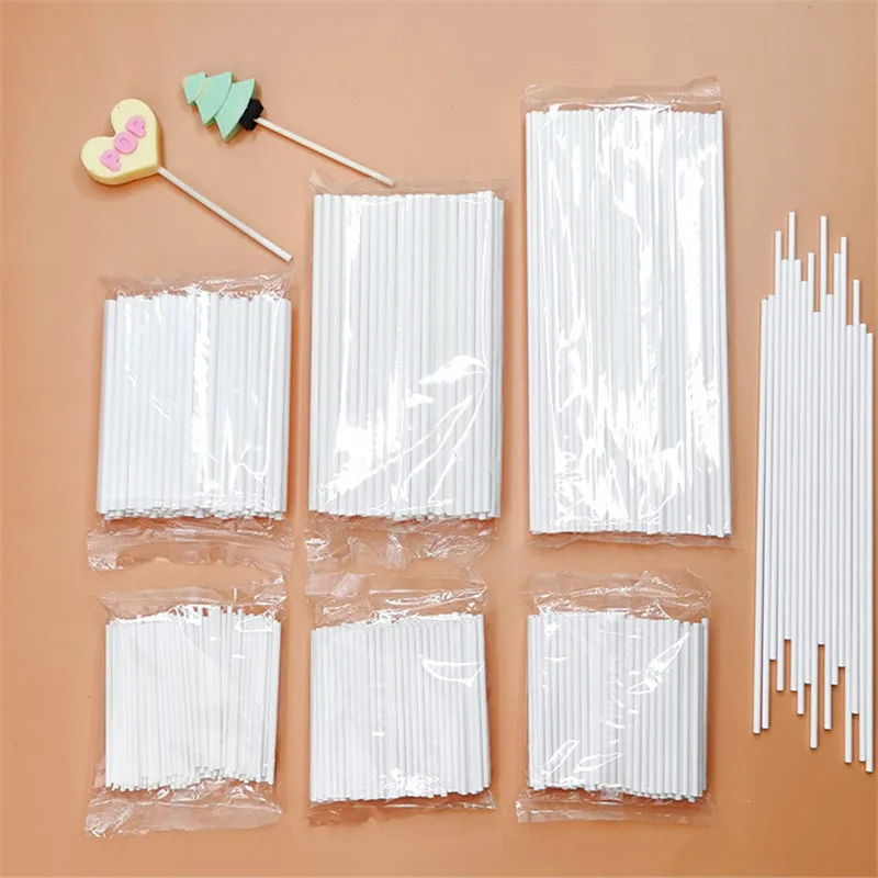 100pcs Food Grade White Pop Sucker Sticks Chocolate Cake Lollipop Lolly Candy Making Mould Paper Stick