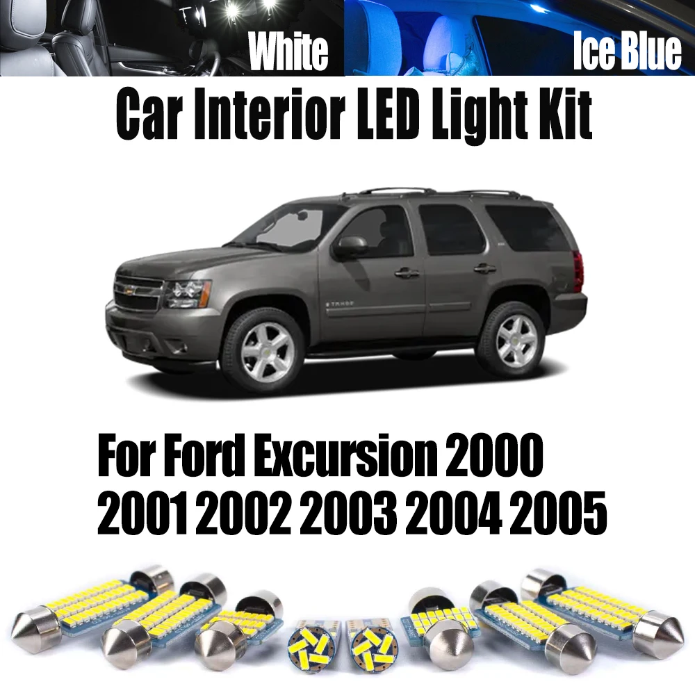 

14Pcs Canbus For Ford Excursion 2000 2001 2002 2003 2004 2005 Car License Plate Bulbs LED Interior Reading Courtesy Light Kit