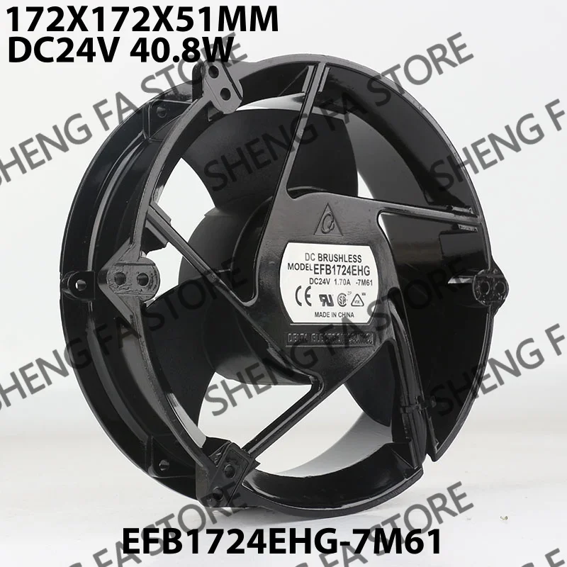 Round Aluminum Frame Large air Volume Cabinet Delta 12V 48V DC24V 1.70A AC EC 17251 172X172X51MM 17CM EFB1724EHG-7M61 Coolingfan