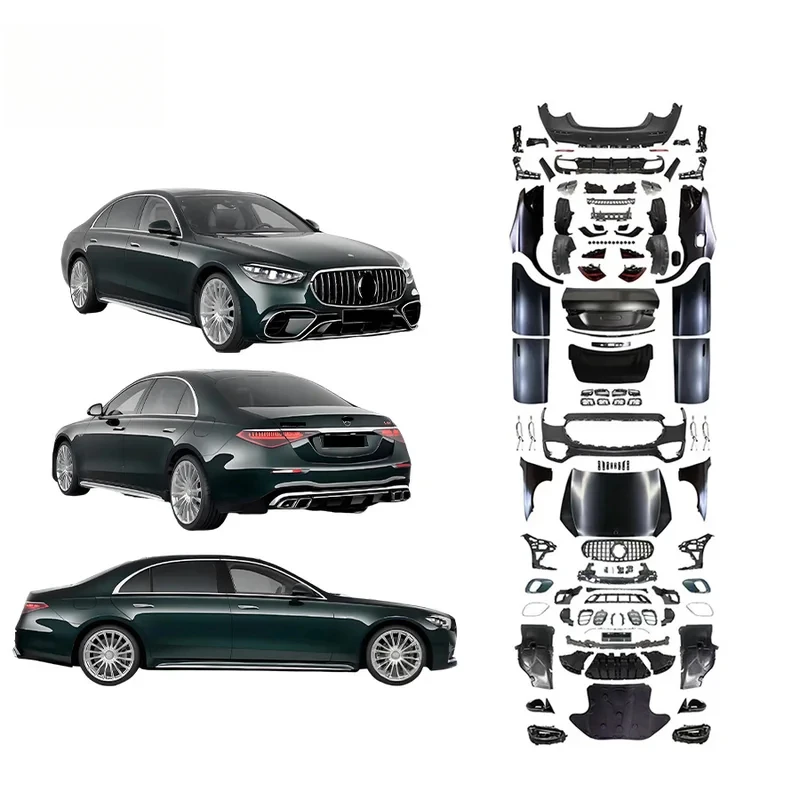 

2014-2019 for S Class W222 Body Kit Upgrade Front Rear Bumper Side Skirt Fender Cover with Exhaust Cut-Outs