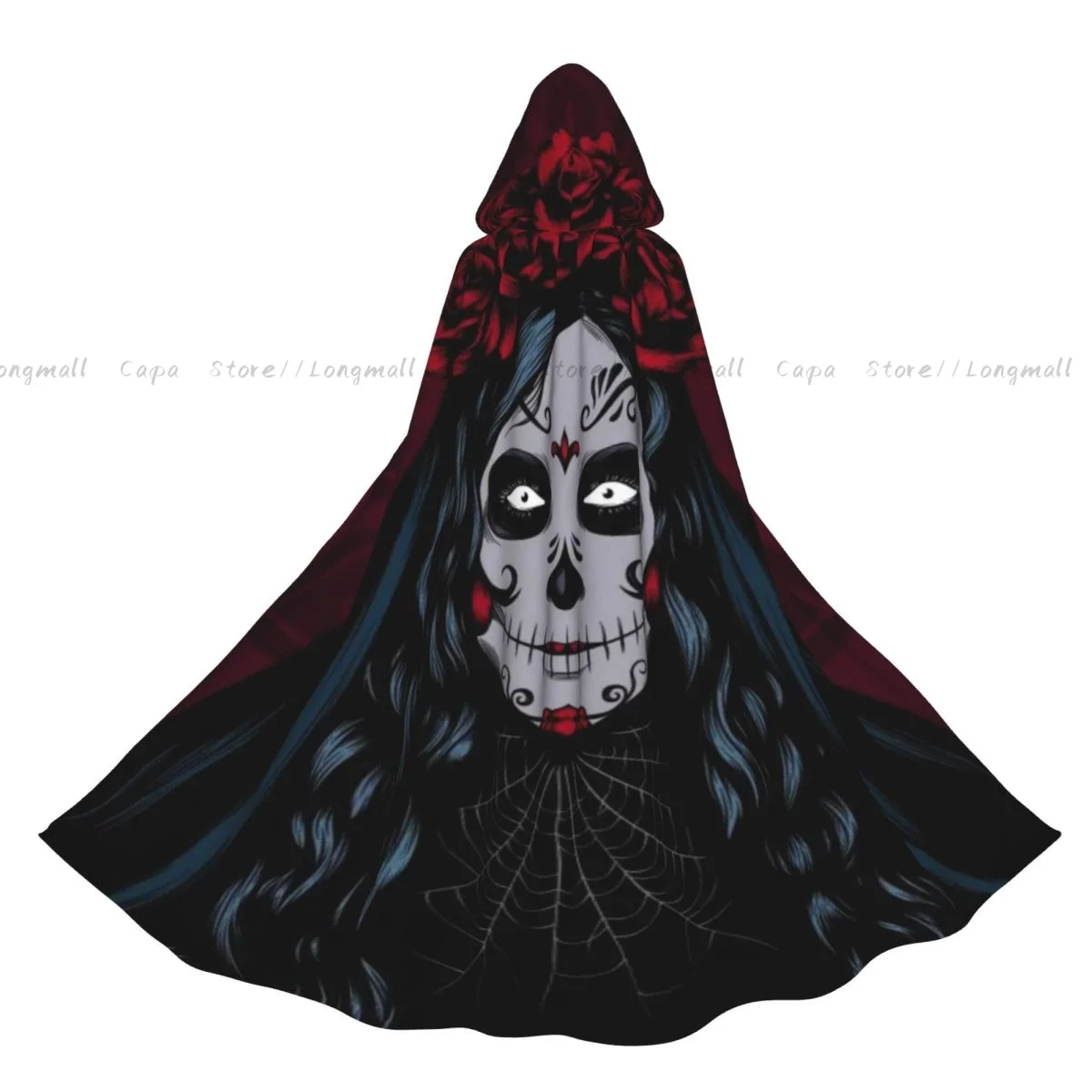 

Взрослый Хэллоуин День мертвых девушка плащ накидка с капюшоном средневековый костюм полная длина платье пальто