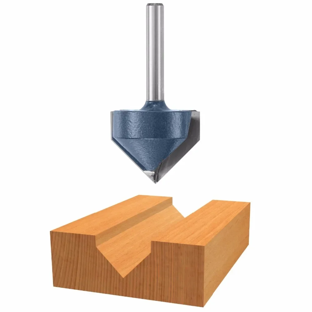 1PC 1/4" 6.35MM 1/2" 12.7MM Shank Milling Cutter Wood Carving 90 Deg V Type Slotting Cutter Tungsten Woodworking  Router Bits