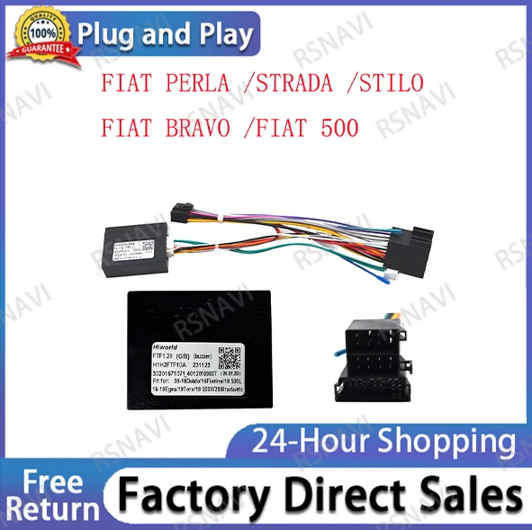 Car 16pin Wiring Harness Adapter Canbus Box Decoder Android Radio Power Cable For Fiat 500 BRAVO PERLA Fiorino Strada Stilo