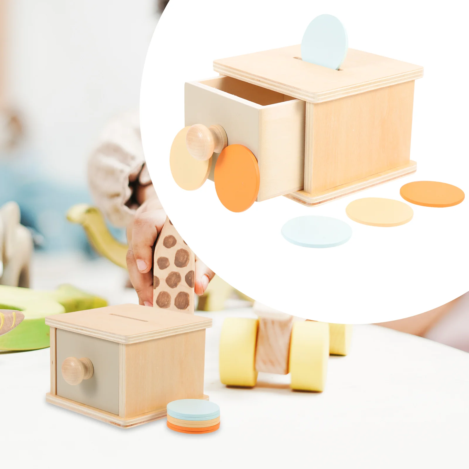 

Coin Box Toy Fine Motor Skills Toys for 1 Year Old Educational Training Color Cognition Children Plaything Wooden Toddler Kids
