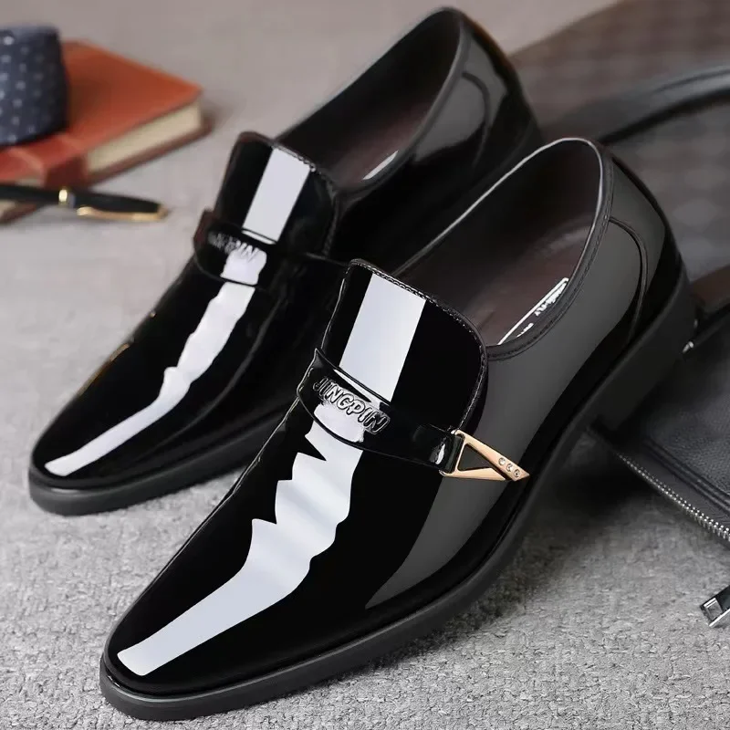 Men’s Dress Shoes Patent Leather Wedding Loafers Metal Decoration Casual  Loafer Oxford Formal Shoes for Successful Men's Shoes