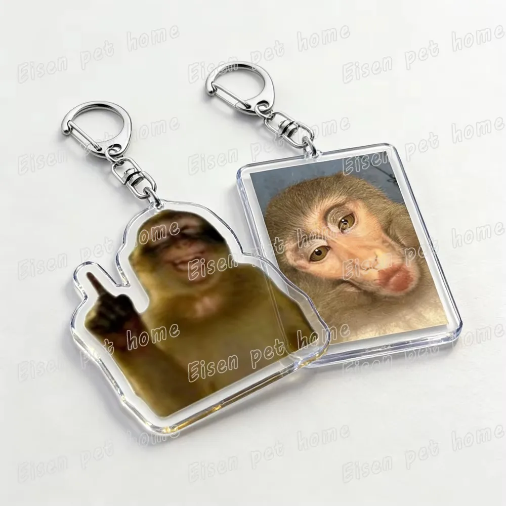 Three Wise Monkeys Keychain for Accessories See No Evil Monkey Meme Keyring Key Chains Jewelry Fans Boyfriends Gifts view 4