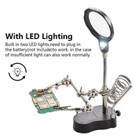 Soldering Iron Station Stand With Welding Magnifying Glass Clip Clamp Third Hand Helping Desktop Magnifier Soldering Repair Tool