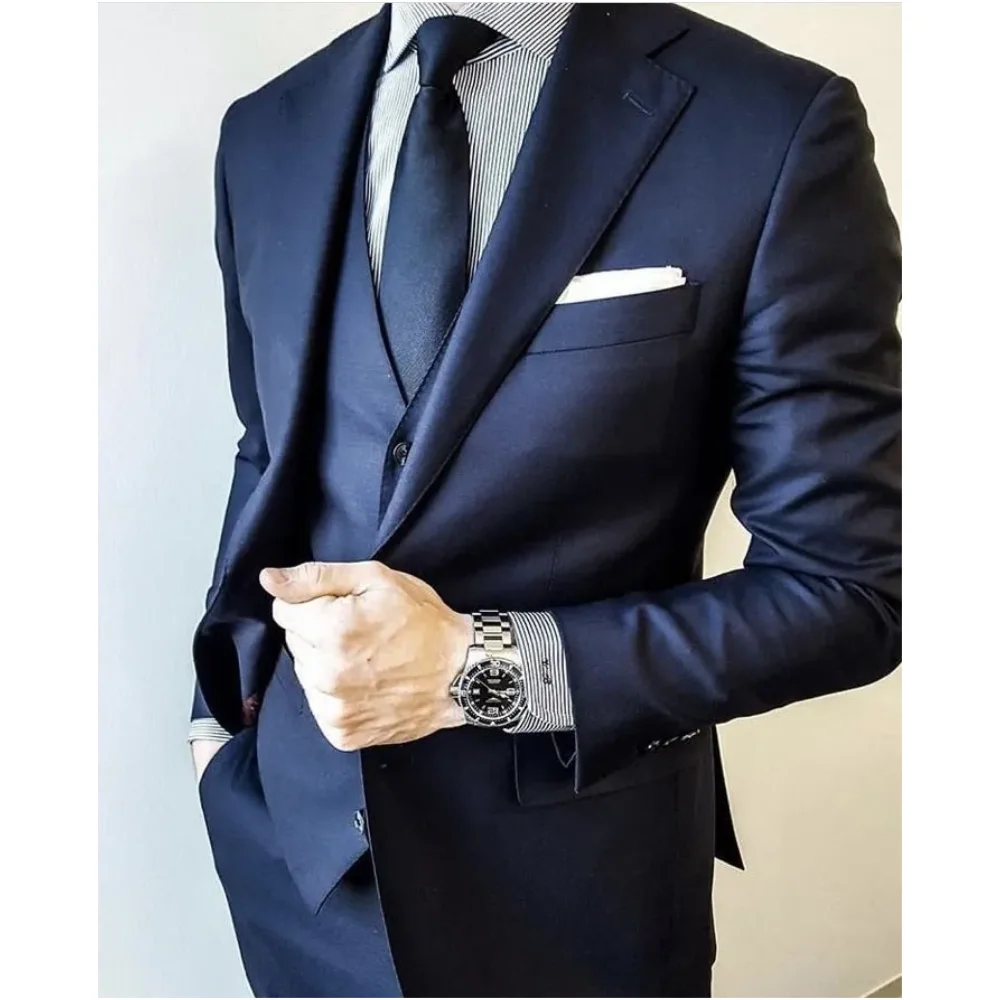 

New Arrival Navy Men’s Suit terno masculino Slim Fit Wedding Suits For Men Best Man Formal Groom Tuxedos Jacket +Vest +Pants