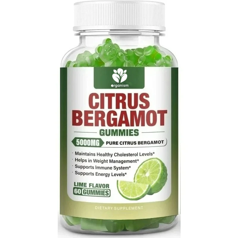

Bergamot gummies contain kimchi, red yeast rice, olive leaves, immune and anti-aging support, vegetarian gummies