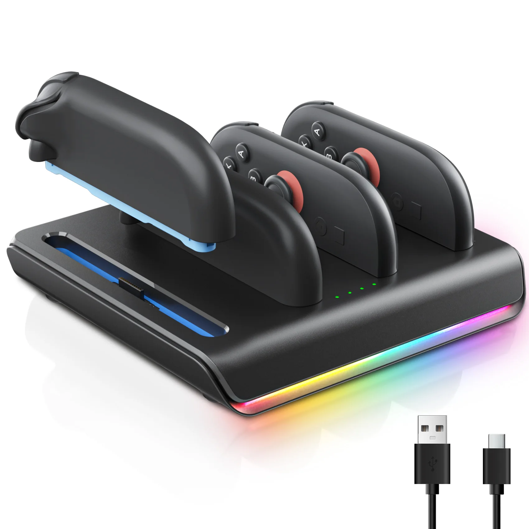 للتبديل 2 وحدة تحكم شاحن حوض دعم 4 Joycons المحمولة RGB قاعدة شحن حامل محطة للتبديل 2 الملحقات