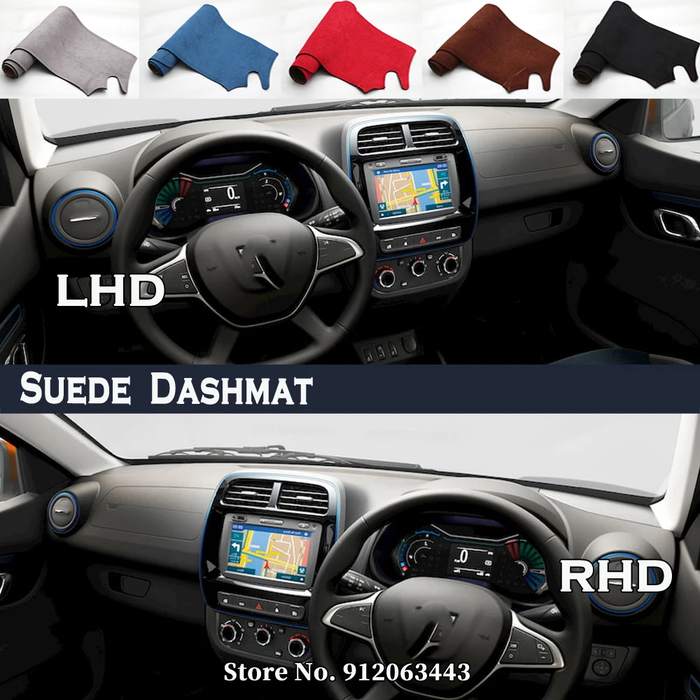 

Car Styling Suede Dash Mat Covers Dashmat Dashboard Accessories for Dacia Spring EV Electric Renault 2021 2022 2023 2024 2025
