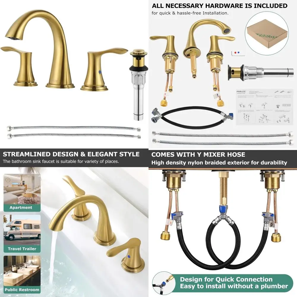

Dual Handle Bathroom Faucet with Pop-Up Drain, Brushed Gold Finish, Demeter Model 1364708
