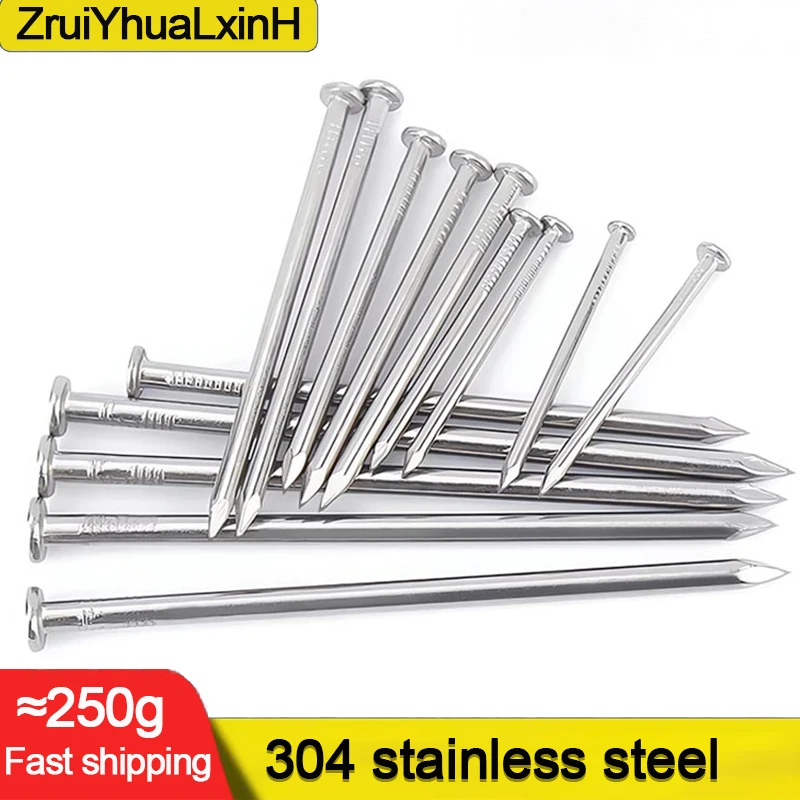 

0.5-4.0 inch 304 stainless steel round nails - rust-resistant general-purpose nails for woodworking/hanging art/outdoor fencing